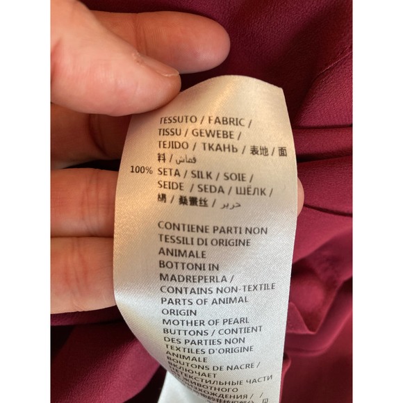 Stella McCartney Silk Button-up Blouse ~ Magenta Pink Ruffle Pocket ~ Sz 46 - Picture 9 of 9